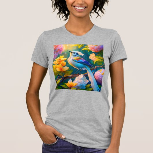 Rainbow Winged Jay Fantasy Bird T-Shirt (Vorderseite)