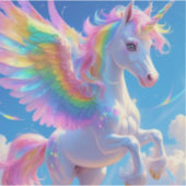 Rainbow Winged Prancing Unicorn Aufkleber (Vorderseite)