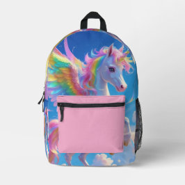 Rainbow Winged Prancing Unicorn  Bedruckter Rucksack