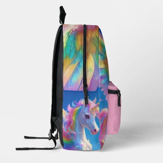 Rainbow Winged Prancing Unicorn  Bedruckter Rucksack (Links)