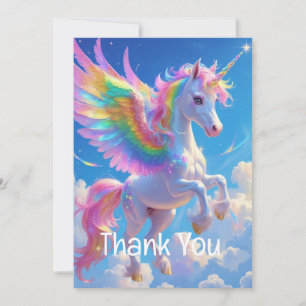 Rainbow Winged Prancing Unicorn Dankeskarte