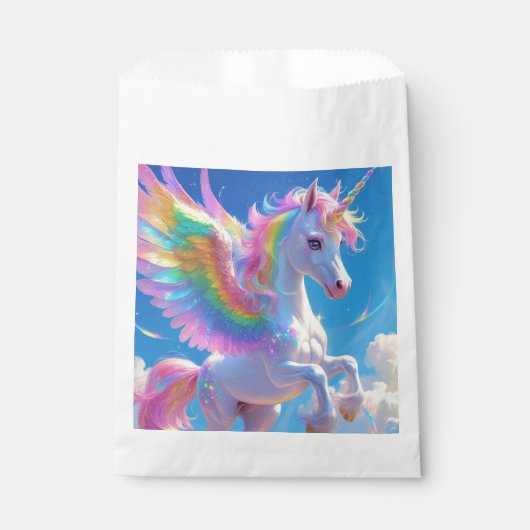 Rainbow Winged Prancing Unicorn Geschenktütchen (Vorderseite)
