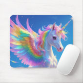 Rainbow Winged Prancing Unicorn Mousepad (Mit Mouse)