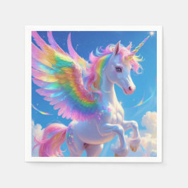 Rainbow Winged Prancing Unicorn Serviette