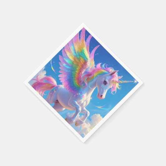 Rainbow Winged Prancing Unicorn Serviette (Ecke)
