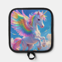 Rainbow Winged Prancing Unicorn Topflappen