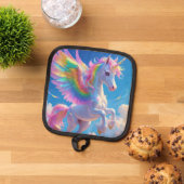Rainbow Winged Prancing Unicorn Topflappen (Oben Unten)