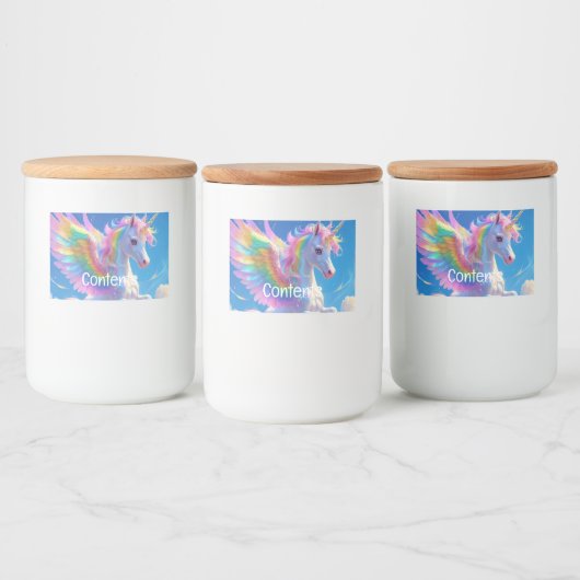 Rainbow Winged PrancingFood and Beverage Label Set Lebensmitteletikett (Flaschen)