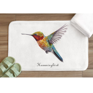 Rainbow Wings: Lebendige Kolibri-Kunst, individuel Badematte
