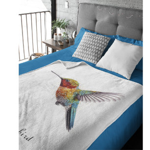 Rainbow Wings: Lebendige Kolibri-Kunst, individuel Fleecedecke