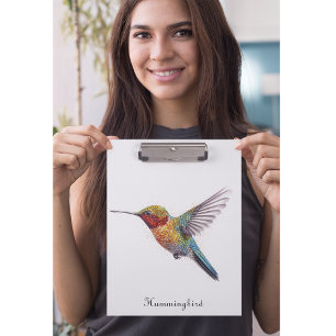 Rainbow Wings: Lebendige Kolibri-Kunst, individuel Klemmbrett
