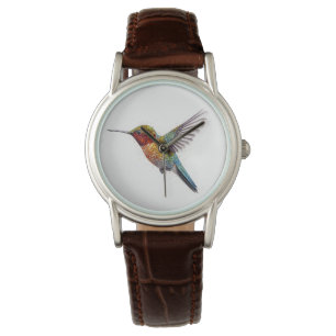 Rainbow Wings: Lebhafte Hummingbird Art Armbanduhr