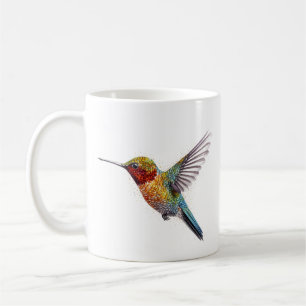 Rainbow Wings: Lebhafte Hummingbird Art Kaffeetasse