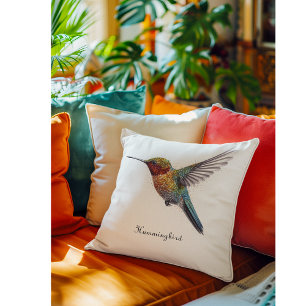 Rainbow Wings: Lebhafte Hummingbird Art Kissen