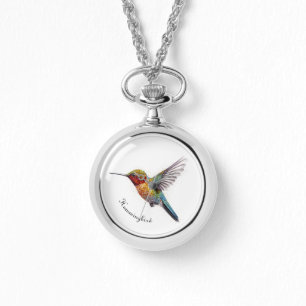 Rainbow Wings: Lebhafte Hummingbird Art, kundenspe Armbanduhr