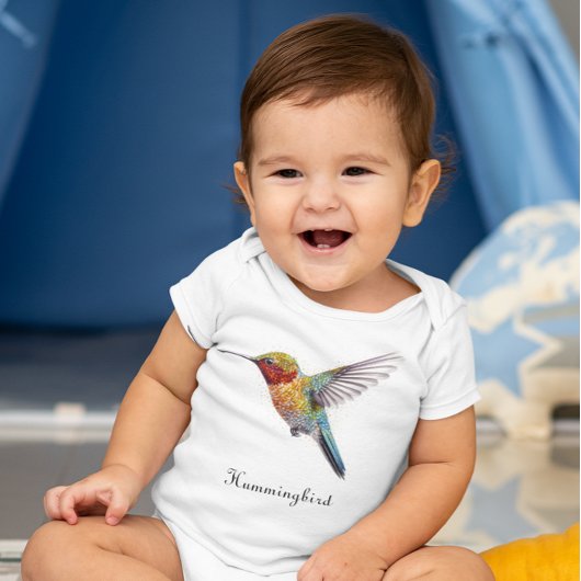 Rainbow Wings: Lebhafte Hummingbird Art, kundenspe Baby Strampler
