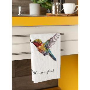 Rainbow Wings: Lebhafte Hummingbird Art, kundenspe Geschirrtuch