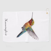 Rainbow Wings: Lebhafte Hummingbird Art, kundenspe Golfhandtuch (Horizontal)