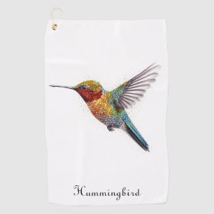 Rainbow Wings: Lebhafte Hummingbird Art, kundenspe Golfhandtuch