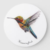 Rainbow Wings: Lebhafte Hummingbird Art, kundenspe Große Wanduhr (Vorderseite)