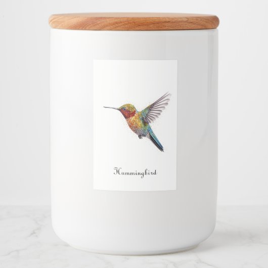 Rainbow Wings: Lebhafte Hummingbird Art, kundenspe Lebensmitteletikett (Vorderseite)