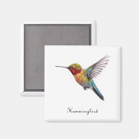 Rainbow Wings: Lebhafte Hummingbird Art, kundenspe Magnet (Vorderseite/Rückseite)