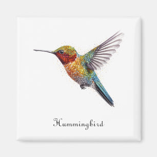 Rainbow Wings: Lebhafte Hummingbird Art, kundenspe Magnet
