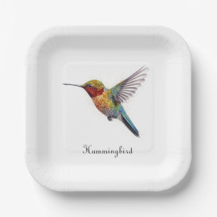 Rainbow Wings: Lebhafte Hummingbird Art, kundenspe Pappteller
