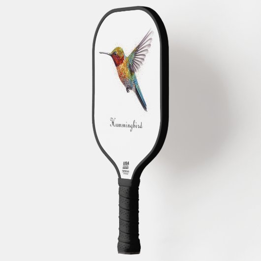 Rainbow Wings: Lebhafte Hummingbird Art, kundenspe Pickleball Schläger (Links)