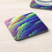 Rainbow Wispy Feather Mountains Untersetzer Set vo (Linke Seite)