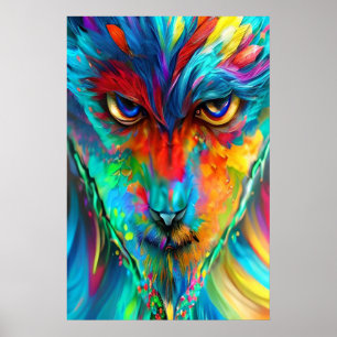 Rainbow Wolfman Poster - Psychedelische Abstrakte 
