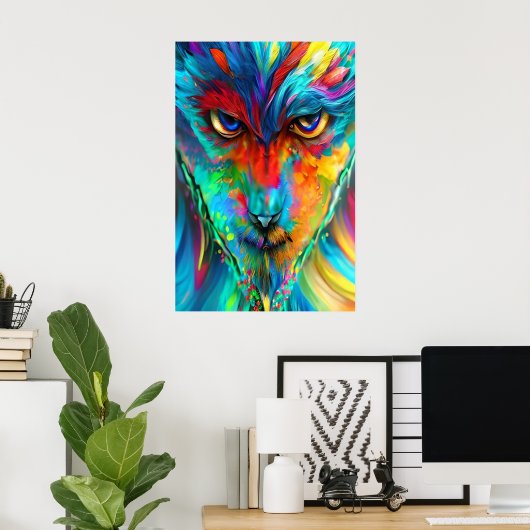 Rainbow Wolfman Poster - Psychedelische Abstrakte  (Heimbüro)