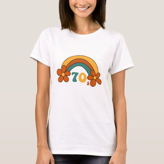 Rainbow Woman's Basic T - Shirt der 70er Jahre (Vorderseite)