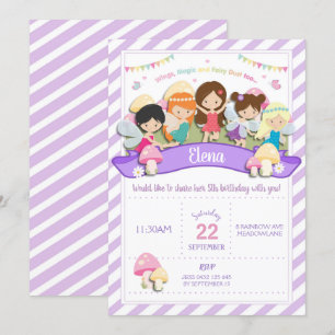 Rainbow Woodland Fairy Birthday Invitation Girl Einladung