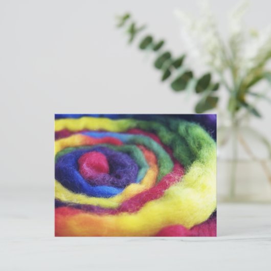 Rainbow Wool Handspun Fotografie Postkarte (Stehend Vorderseite)