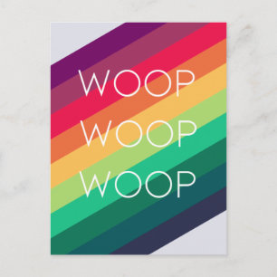 Rainbow Woop   Moderne Streifenfeier Gratuliere Postkarte
