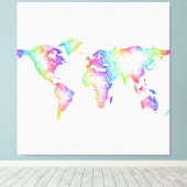 Rainbow World-Karte Leinwanddruck (Insitu (Holzboden))