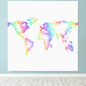 Rainbow World-Karte Leinwanddruck (Insitu (Holzboden))