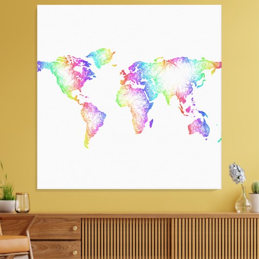Rainbow World-Karte Leinwanddruck (Insitu (Wohnzimmer))