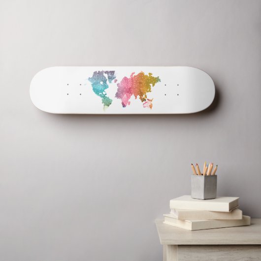Rainbow World Map Skateboard - Farbenfrohe Reise (Wandkunst (Horz))