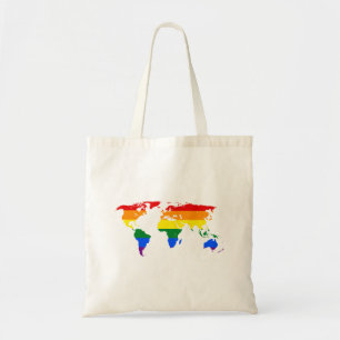 Rainbow World Map Tragetasche