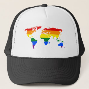 Rainbow World Map Truckerkappe