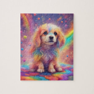 Rainbow World Niedlicher farbiger Hund Puzzle