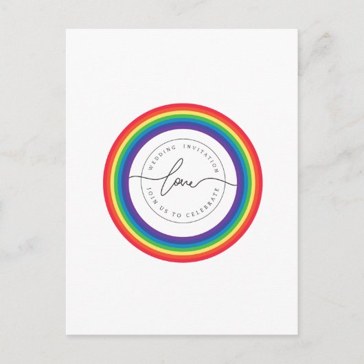 Rainbow World Wedding Announcement Postcard Ankündigungspostkarte (Vorderseite)