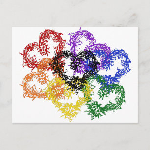 Rainbow Woven Hearts Postkarte