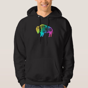 Rainbow Wyoming Buffalo Bison Hoodie