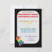 Rainbow Xylophone Classic Toy Party lädt ein Einladung (Rückseite)