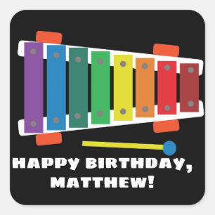 Rainbow Xylophone Classic Toy Personalisiert Stick Quadratischer Aufkleber