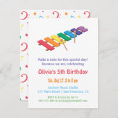 Rainbow Xylophone Kids Music Themed Geburtstagspar Einladung (Vorne/Hinten)