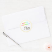 Rainbow&Yellow Birthday Classic Round Sticker (Umschlag)
